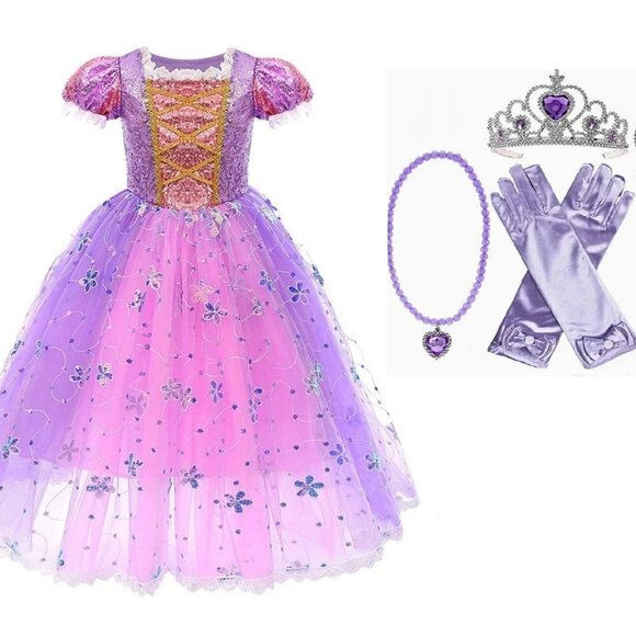 Princess Repunzal & Sophia Inspired Girl Princess Dress with Accessories - Picture 3 of 5
